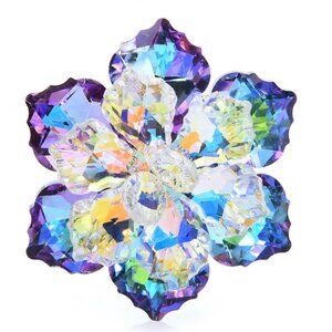 Sparkling Purple & Lavender crystal flower pin brooch